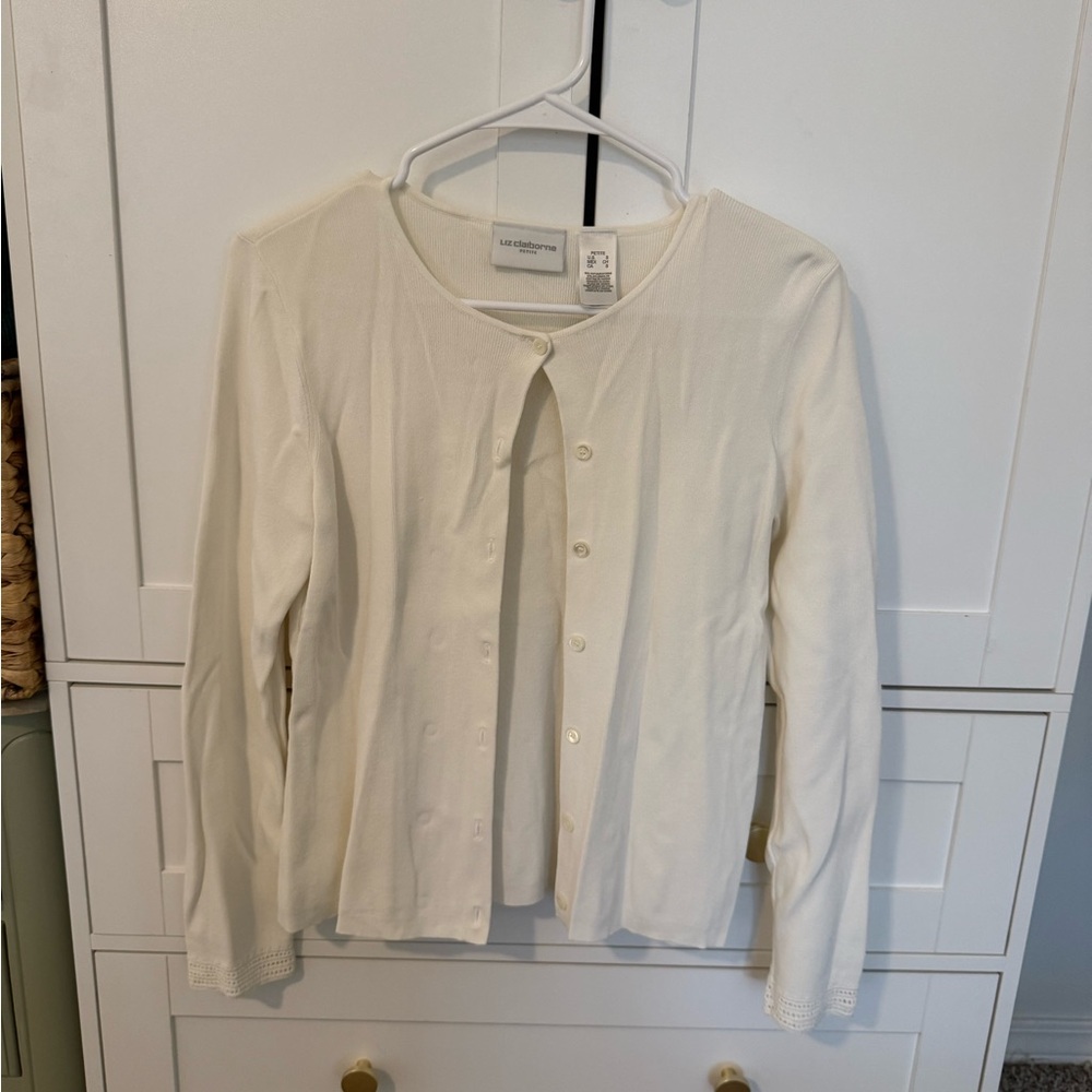 Liz Claiborne Ivory Knit Cardigan